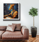 Farm animal guitar player on canvas.