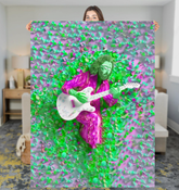 Zen Garden Tranquility Sherpa Blanket draped over a couch in a serene living room.