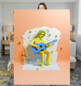 Blossom Breeze Sherpa Blanket folded on a chair, highlighting its cozy thickness.