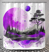 Mystical Mountain Peaks Landscape Curtain