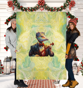 Astronaut Bear Sherpa Blanket on a cozy sofa.