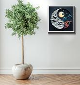 Wrapped canvas with Inhale and Exhale text for calmness.