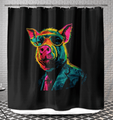 Cheerful Piggy Parade Shower Curtain - Beyond T-shirts