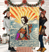 Surfing 5 27 Sherpa Blanket with Tranquil Wave Design