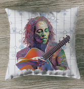 Elegance in Harmony Outdoor Pillow on an upscale garden bench.