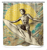Coastal Elegance Shower Curtain Embrace Surfing Beauty - Beyond T-shirts