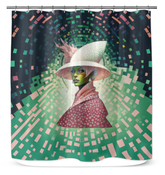 Elegant Beyond Borders Shower Curtain in modern bathroom