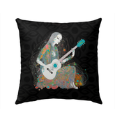 Close-up of the Meadow Magic Outdoor Pillow showing its vibrant design and weather-resistant material.