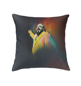 Cosmos Cascade Indoor Pillow on a modern couch.