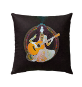 Vibrant Sun-kissed Blooms Pillow on an Outdoor Chair