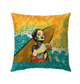 Sunset Surfer Outdoor Pillow Catch The Coastal Tranquility - Beyond T-shirts
