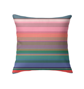 Tropical Paradise Stripe Indoor Pillow in a sunlit, beach-themed room.
