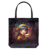 Close-up of CB6-34 basketweave texture on tote bag.