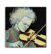 Close-up of vibrant Orchid Odyssey canvas art.