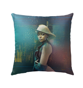 Urban Serenity Beyond Style Outdoor Pillow on a modern patio setting.