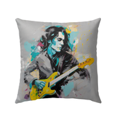 Breezy Swirls pattern on an outdoor pillow.