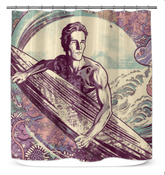 Surfing Horizon Shower Curtain Chase The Endless Waves - Beyond T-shirts