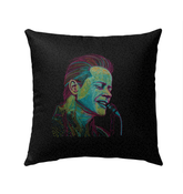 Close-up view of the Gardenia Grove Outdoor Pillow showing its intricate design and vibrant colors.