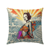 Surfing 5 27 Outdoor Pillow featuring ocean-inspired design for backyard style.