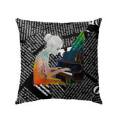 Close-up of the Lily Love Outdoor Pillow showcasing its vibrant design and weather-resistant fabric.