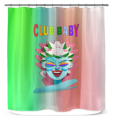 Enchanted Winter Wonderland Shower Curtain with snowy forest and holiday theme.