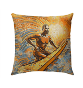 Vibrant Surfing 5 15 Outdoor Pillow with a dynamic surf design for an eye-catching outdoor decor.