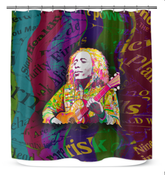 Meadow Serenade Shower Curtain in a tranquil bathroom setting.