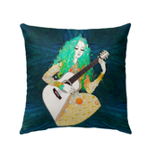 Colorful Rainbow Garden Outdoor Pillow on a white background, showing vibrant colors.