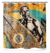 Surfing Splendor Shower Curtain Radiate Beach Elegance - Beyond T-shirts