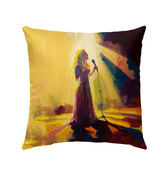 SurArt 70 Outdoor Pillow displayed on patio furniture, showcasing its unique design and weather-resistant quality.