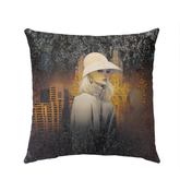 Boho Harmony Beyond Style Outdoor Pillow on a bohemian-themed patio chair.