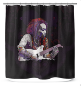 Daisy Delight Shower Curtain with vibrant daisy print in a bathroom.