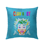 Whimsical Woodland Creatures Outdoor Pillow on patio furniture