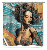 Retro Surf Vibes Shower Curtain Ride The Waves Of Nostalgia - Beyond T-shirts