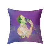 Close-up of the Iris Illumination Indoor Pillow in a living room setting