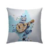 Outdoor pillow with Kirigami Paper Airplane Adventure design.