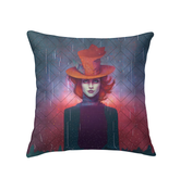 Tranquility Tapestry Indoor Pillow displayed on a sofa, showcasing its elegant design.