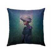 Urban Opulence Beyond Style Outdoor Pillow on a sophisticated patio chair.