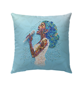 Colorful dragonfly design on outdoor pillow for patio decor