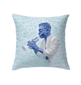 Colorful fluttering butterflies print on a cozy indoor pillow for home decor.