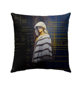 Boho Mirage Beyond Style Outdoor Pillow on a patio chair.