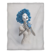 Misty Mountain Dreams Duvet Cover on a beautifully made bed, highlighting the serene mountain design and luxurious texture.