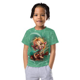 Kids Mystical Fantasy Eyes Crew Neck T-shirt Front View.