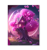 Neon Woods House Wrapped Canvas Tee - Living Room Decor