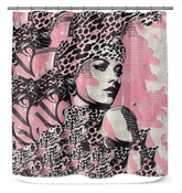 Colorful Painted Passions art print shower curtain in a modern bathroom setting