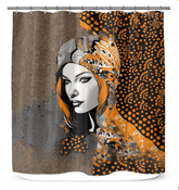 Artistic painted design on durable shower curtain