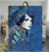 Pen and Ink Perfection II Sherpa Blanket displayed on a cozy living room couch.