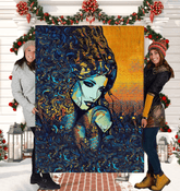 Pen Pals Sherpa Blanket displayed on a cozy living room sofa.