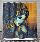 Pen Pals Shower Curtain with Pen Illustrations.