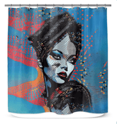 Artistic pencil sketch design on a high-quality shower curtain.